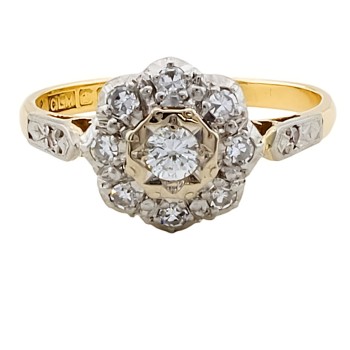 18ct gold Diamond 0.20cts Cluster Ring size N